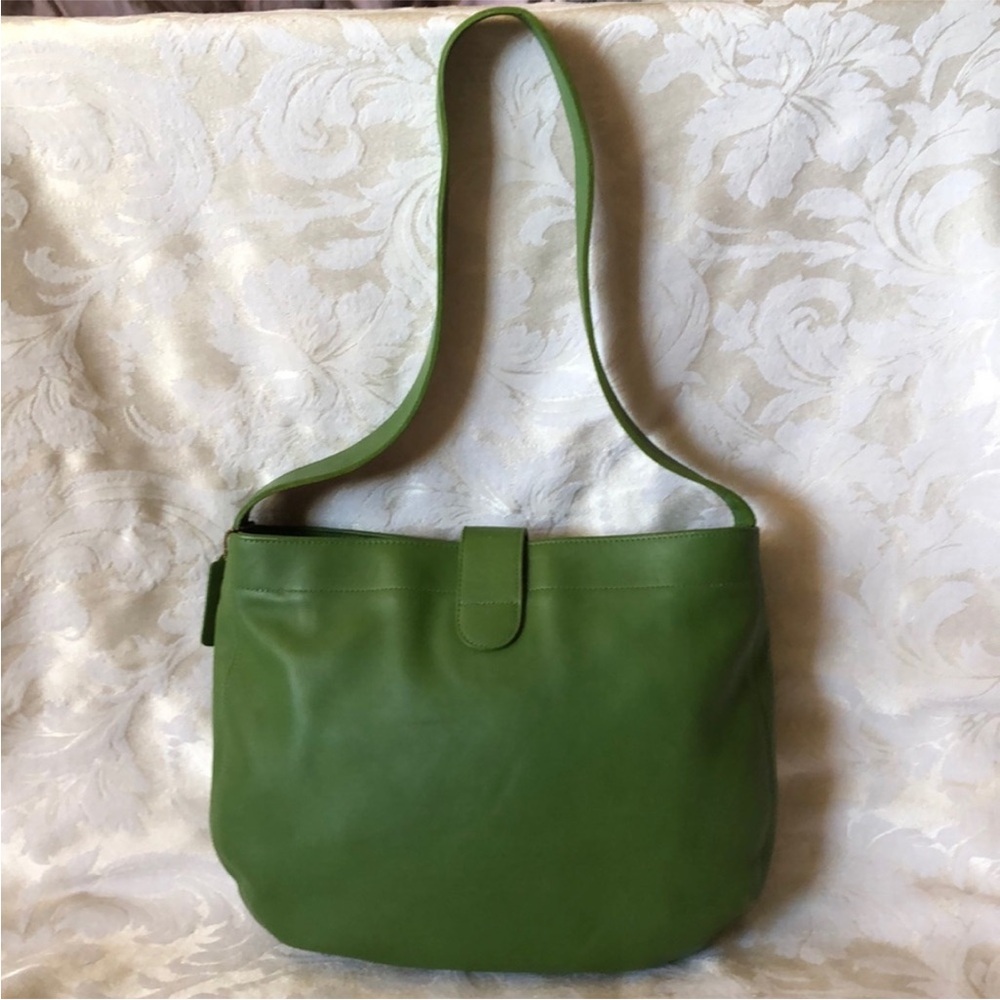 COACH Vintage Rare Eldridge Soho Leaf Green Leather Gold Buckle Shoulder Hobo - Picture 2 of 16